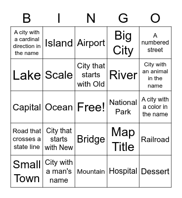 Maps Bingo Card