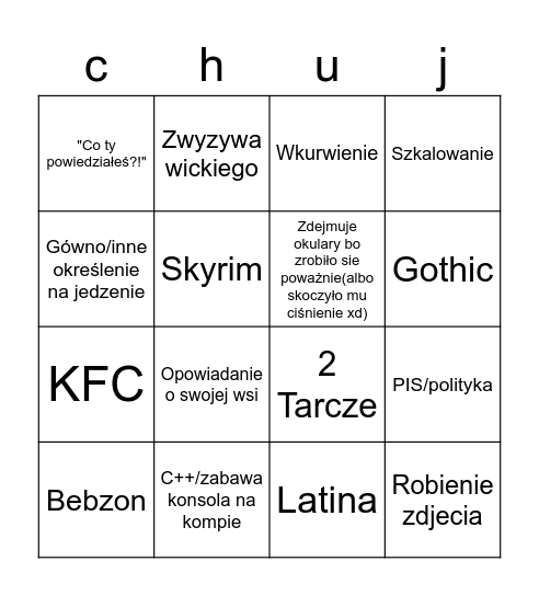 Bingo Cumil Bingo Card