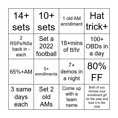 Teammate Bingo Card