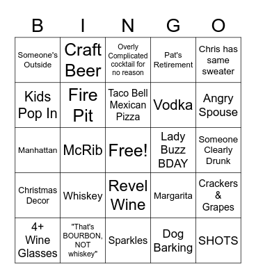 SKO Happy Hour BINGO Card