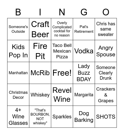 SKO Happy Hour BINGO Card