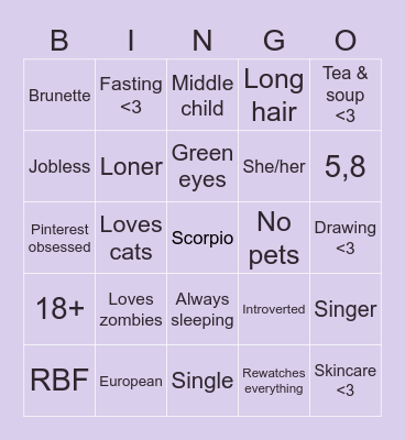 ———— ༺⚜️༻ ———— Bingo Card