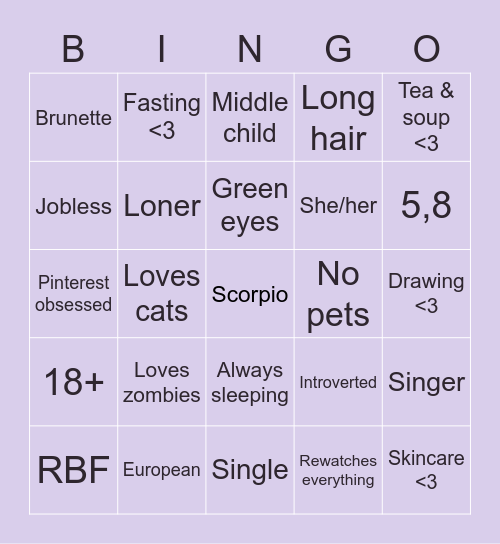 ———— ༺⚜️༻ ———— Bingo Card