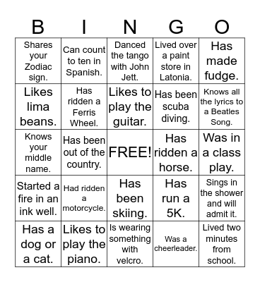 1952 CLASS REUNION BINGO Card