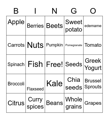 Cancer Fighting Foods Bing Bingo Card