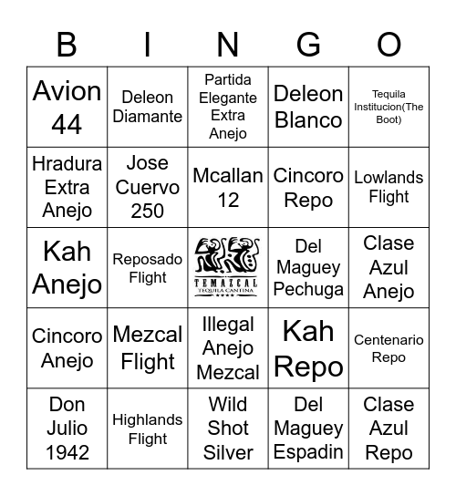 Temazcal Bingo Card