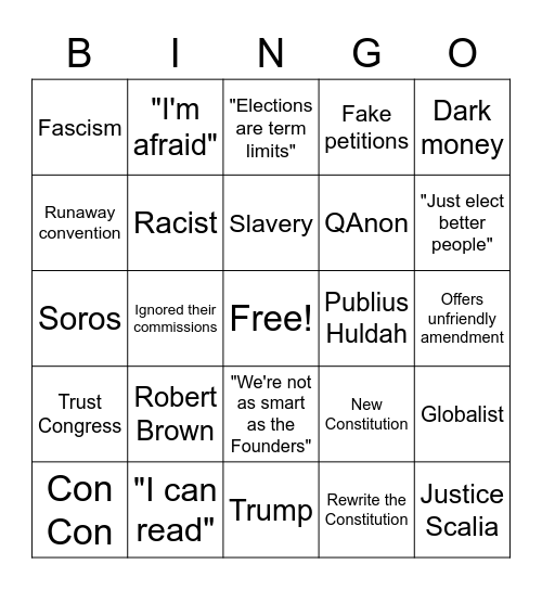 COS Bingo Card