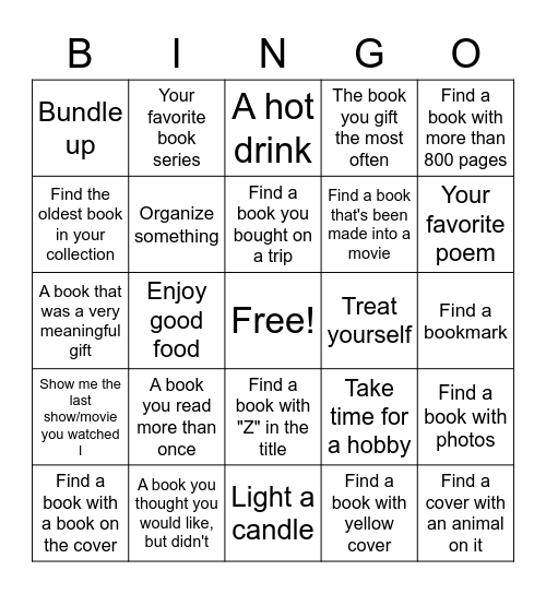 Hygge Bingo - Bookish Edition Bingo Card