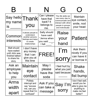 COMMUNICATION BINGO Card