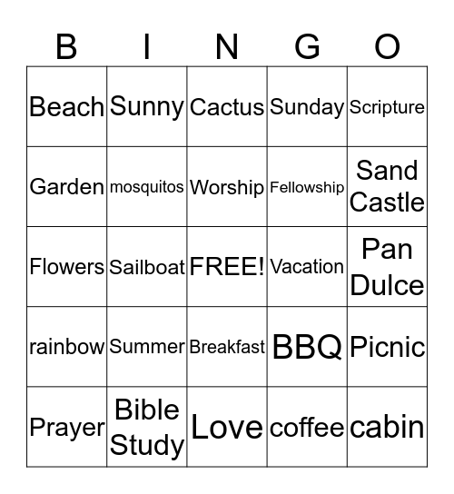 Summer Bingo Card