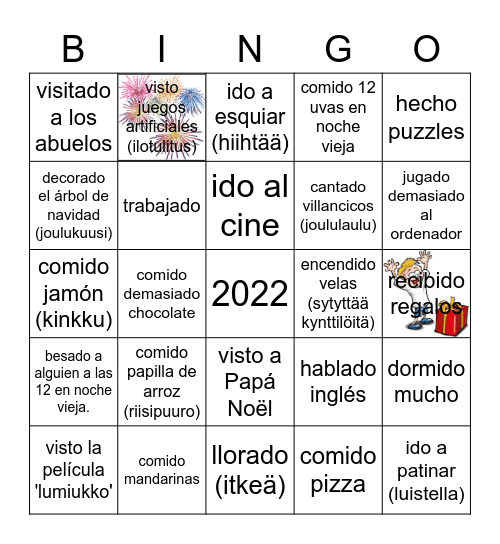 Qué has hecho en navidades? Bingo Card