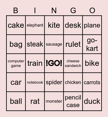 words Bingo Card