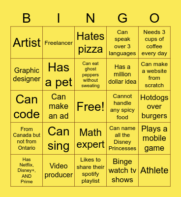 MDM Bingo Card