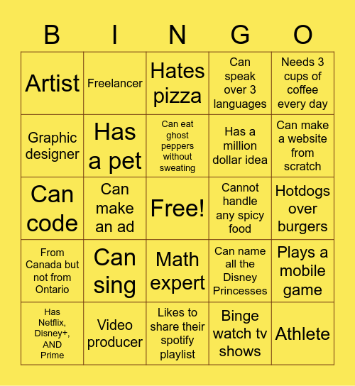 MDM Bingo Card