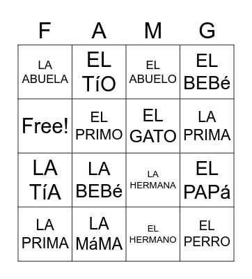 Familia - o Bingo Card