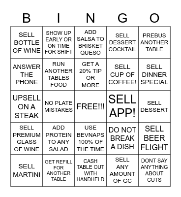 SERVER BINGO Card