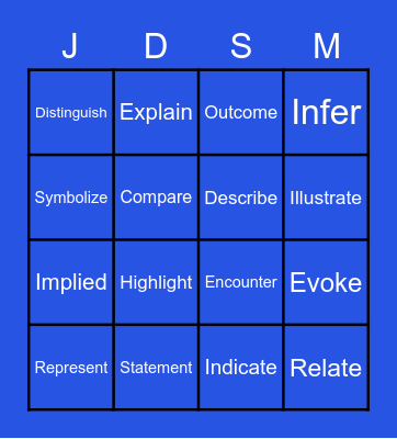 STAAR Vocabulary Bingo Card