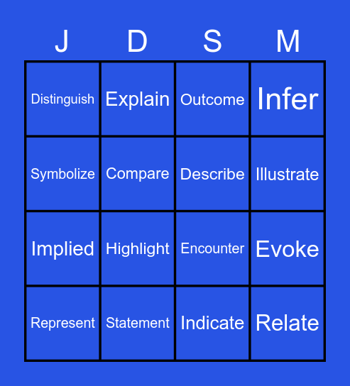 STAAR Vocabulary Bingo Card