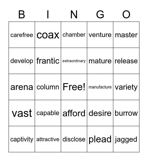 FLOCABULARY (Units 1-3) Bingo Card