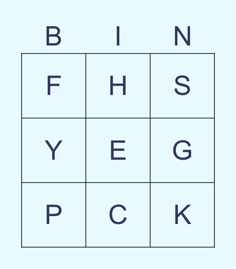 ALPHABET BINGO 3x3 Bingo Card