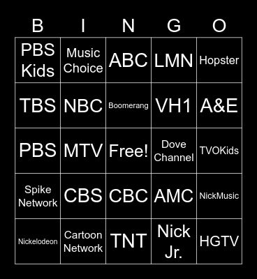 Channels Bingo Card