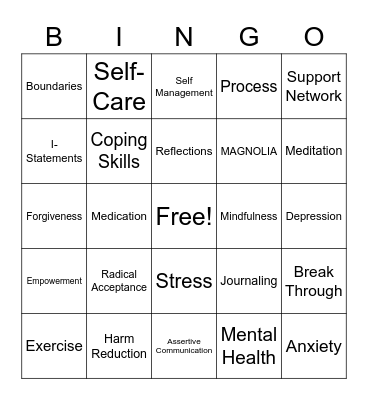 Mental Health Healing Bingo! Bingo Card