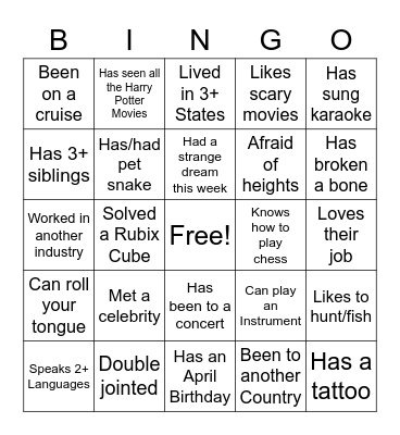 FUN DAY at WORK BINGO Card