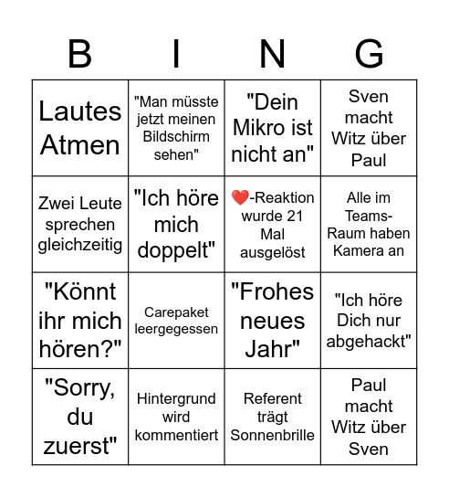 PLSDBS Winterfeier Bingo Card