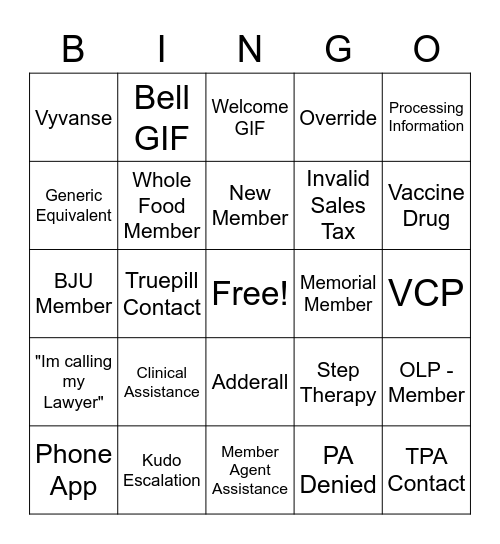 January Funtainment Bingo Card