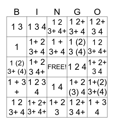 Write - in - Rhythm Bingo Card