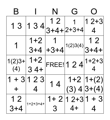 Write - in - Rhythm Bingo Card