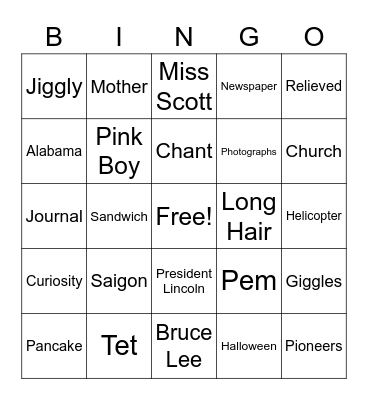 Inside Out and Back Again BINGO 183 - 199 Bingo Card