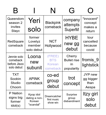 Moose's Kpop 2022 Predictions Bingo Card
