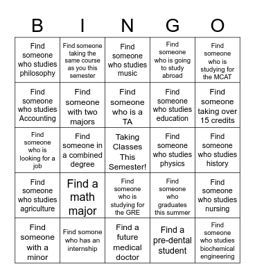 BSU Post-Grad GBM Bingo Card