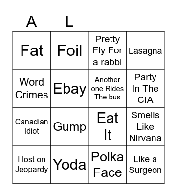WEIRD Bingo Card