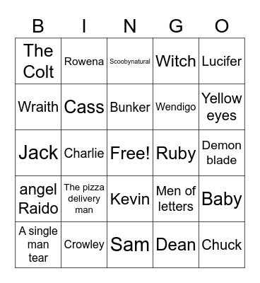 Supernatural bingo Card