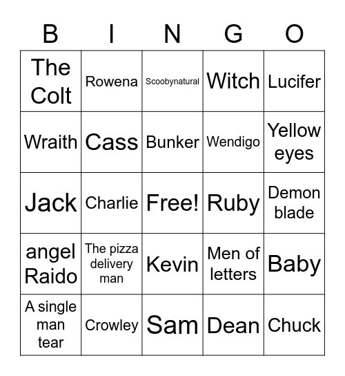 Supernatural bingo Card