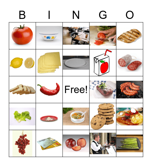 La Comida y el Restaurante Bingo Card