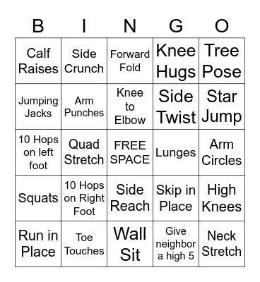 BODi BINGO! Bingo Card