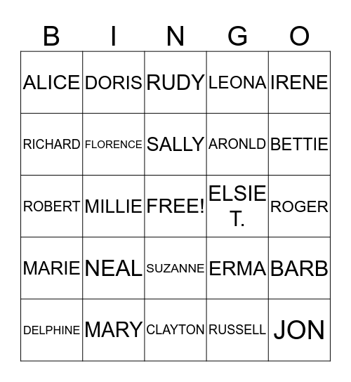 OUR FAMILY BINGO Card