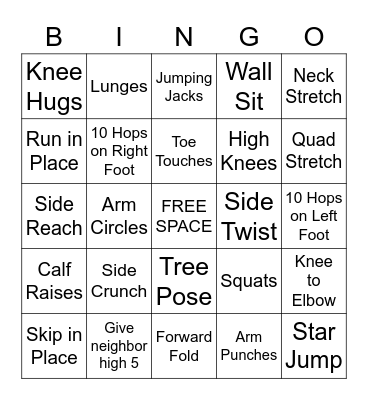 BODi BINGO! Bingo Card