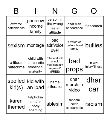 dhar man bingo Card