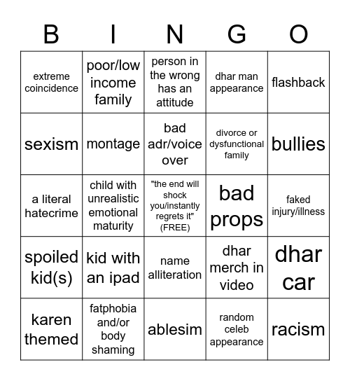 dhar man bingo Card