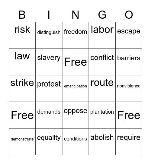 Reach F Unit 4 Key Words English Only Bingo Card