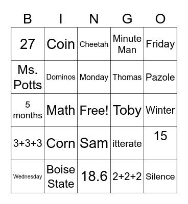 Untitled Bingo Card