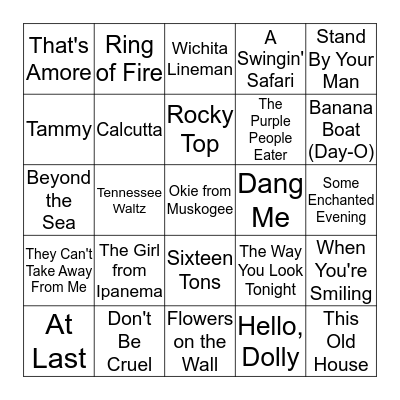 MUSIC BINGO Card