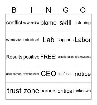 Collaborate Bingo Card