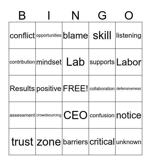 Collaborate Bingo Card