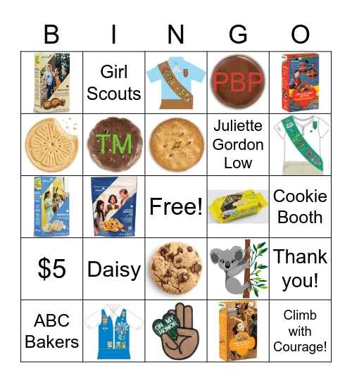 2022 Girl Scout Cookie Bingo Card