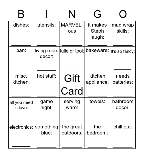 Steph's Stash Bingo Card